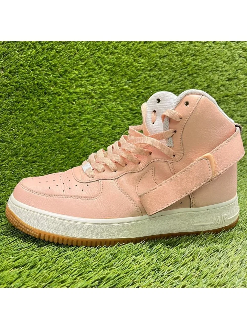 Nike Air Force 1 High Mens Size 9.5 Pink White Athletic Leather Shoes Sneakers
